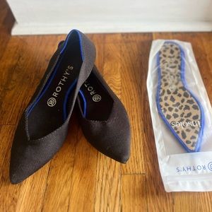 Rothy’s The Point Black flat ballet size 8.5 with extra insoles